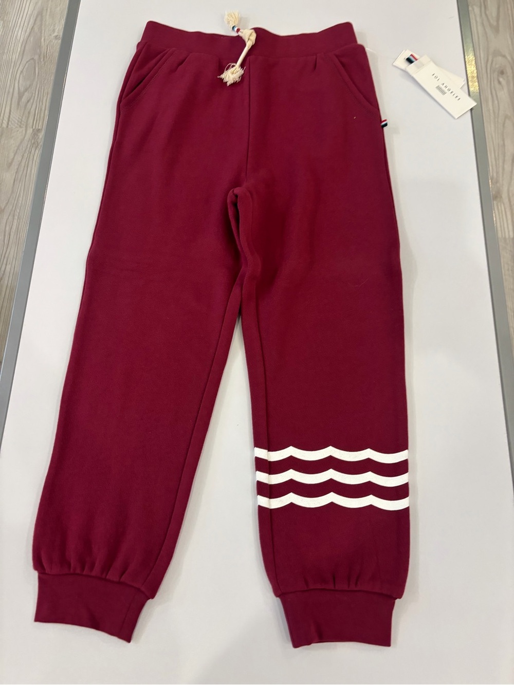 SOL Angeles kids Burgundy Sweatpants with Contrast Stripes